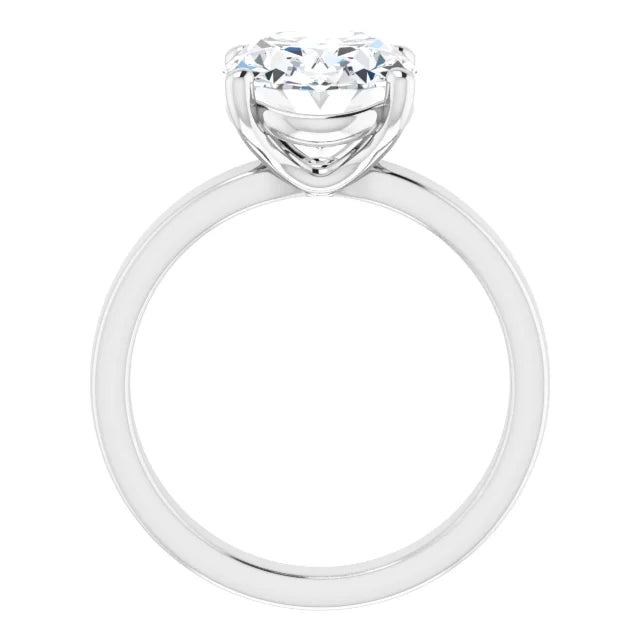 Oval Cut Diamond Solitaire Engagement Ring in white gold side profile