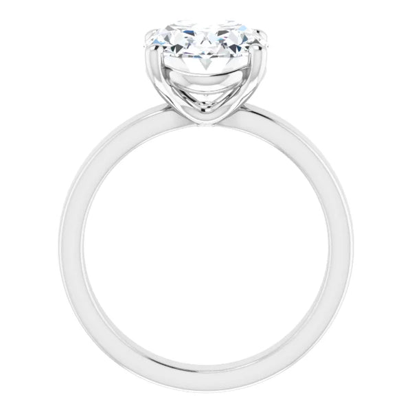 Oval Cut Diamond Solitaire Engagement Ring in white gold side profile