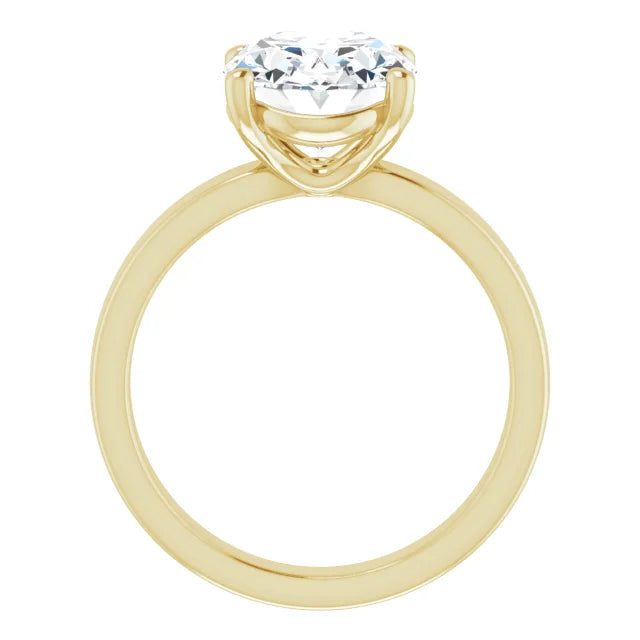 Oval Cut Diamond Solitaire Engagement Ring in yellow gold side profile