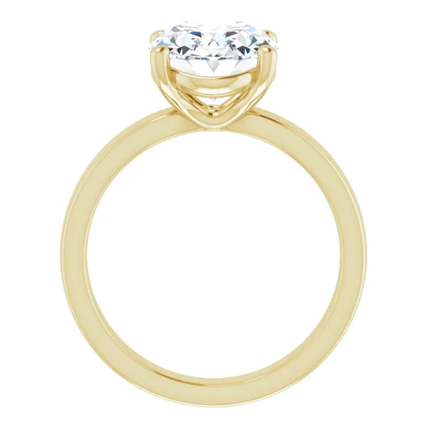 Oval Cut Diamond Solitaire Engagement Ring in yellow gold side profile