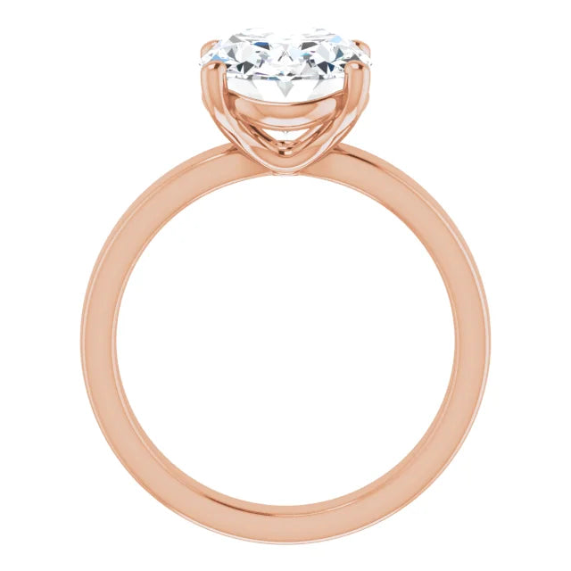 Oval Cut Diamond Solitaire Engagement Ring in rose gold side profile