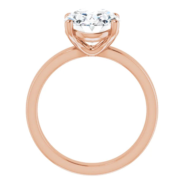 Oval Cut Diamond Solitaire Engagement Ring in rose gold side profile