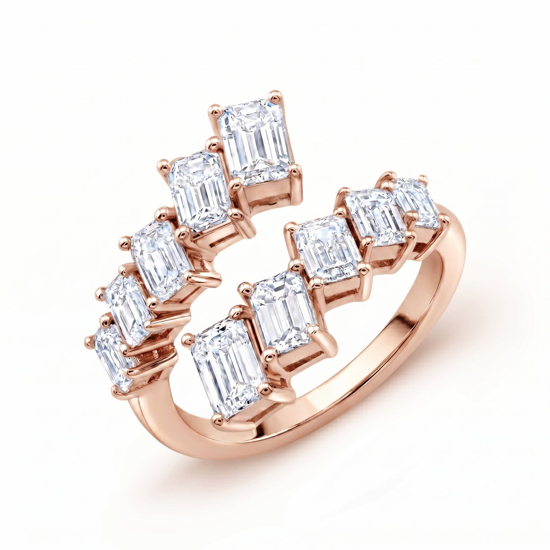 2.00 Ctw. Emerald Cut Diamond Bypass Ring F-G,VS1