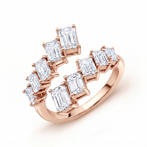 2.00 Ctw. Emerald Cut Diamond Bypass Ring F-G,VS1