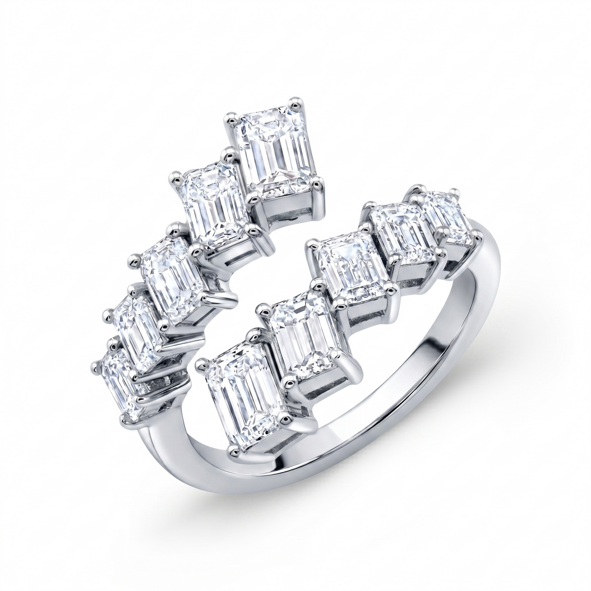 10stoneemeraldcutbypassringwhitegold
