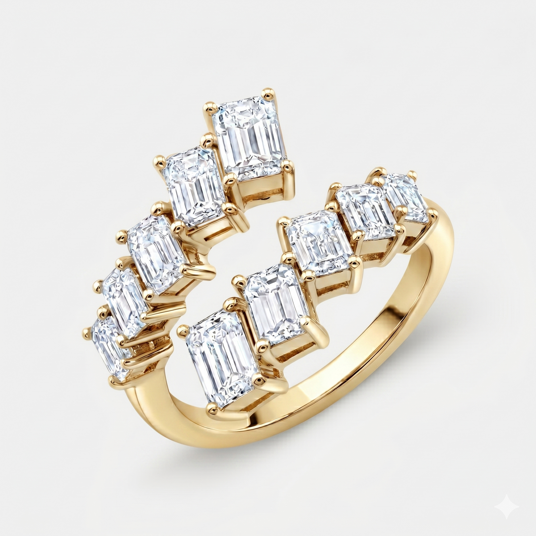 2.00 Ctw. Emerald Cut Diamond Bypass Ring F-G,VS1