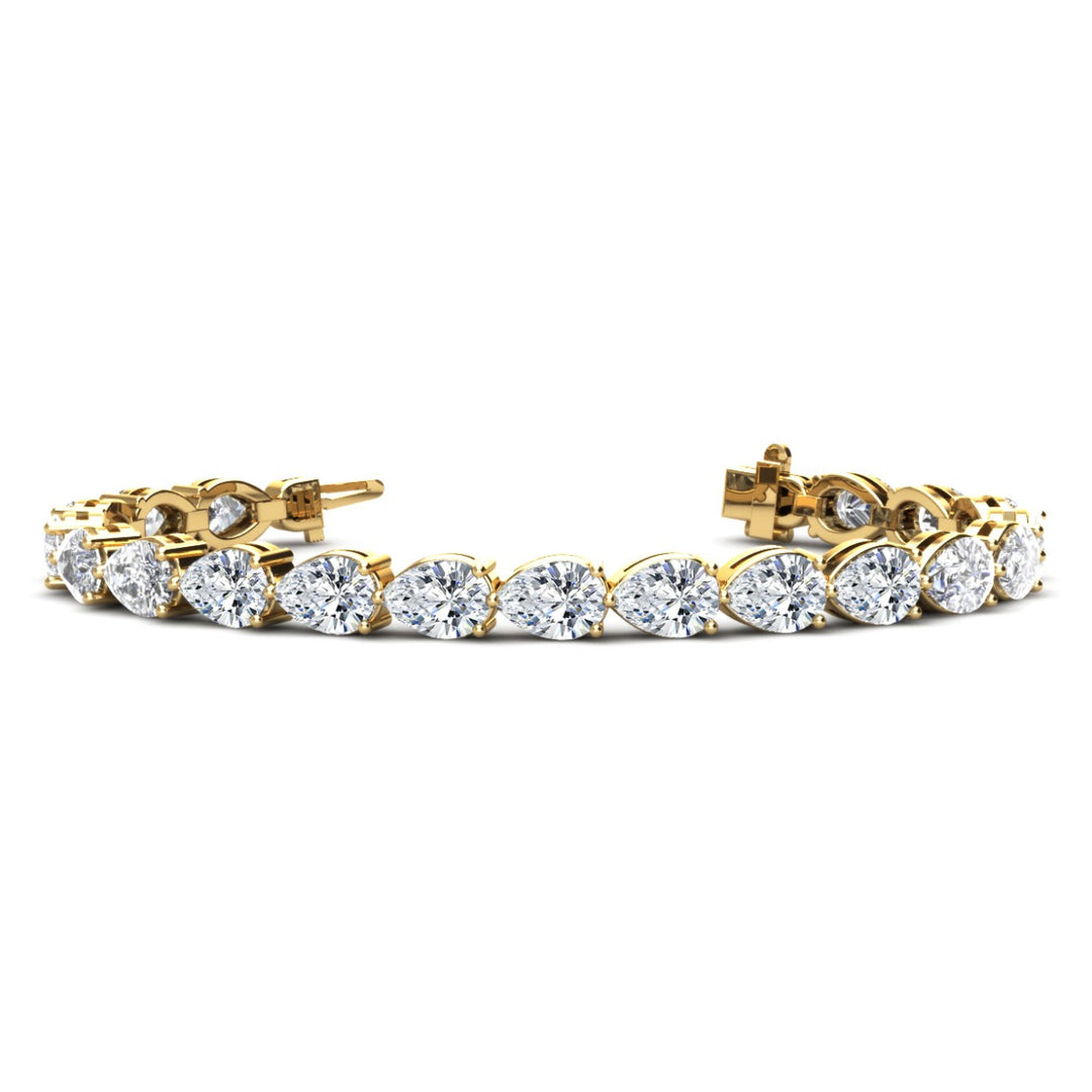11 Carat East West Pear Cut Tennis Bracelet Natural Earth Mined ALL GIA Certified