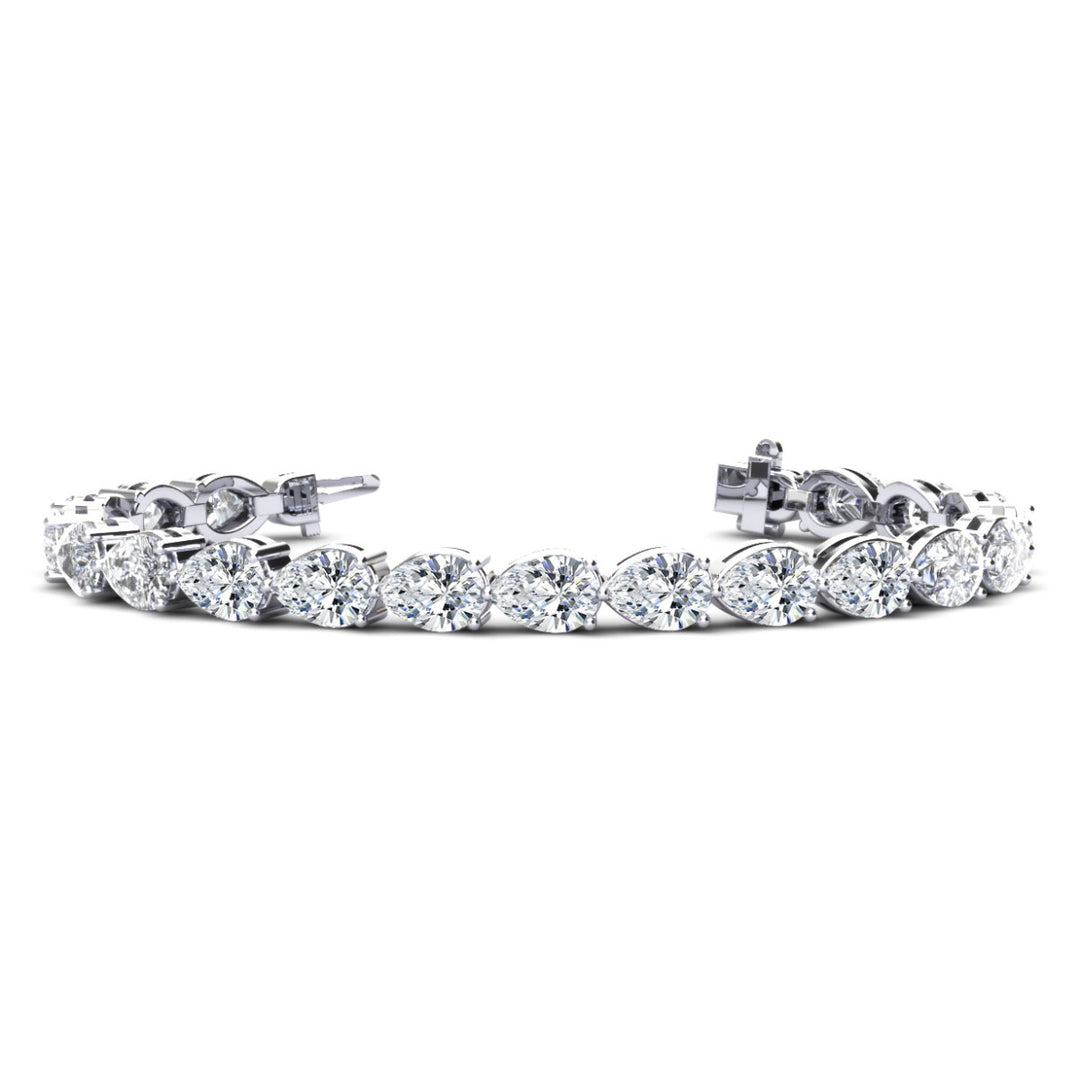 11 Carat East West Pear Cut Tennis Bracelet Natural Earth Mined ALL GIA Certified