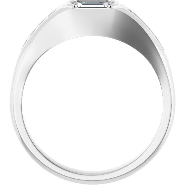 2.00 Ctw Emerald Cut Bezel Set with Princess Cut Men's Ring G Color VS1 GIA