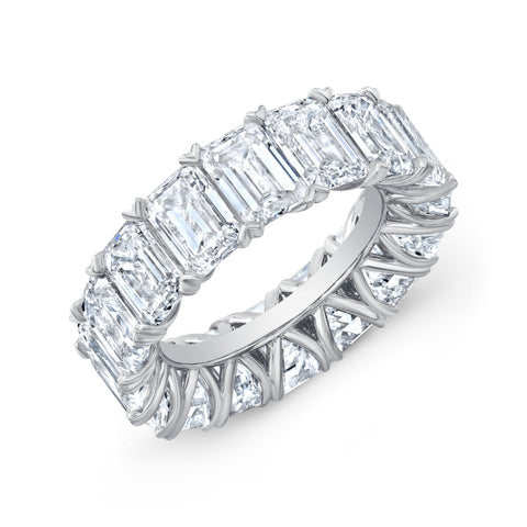 7 Carats Emerald Cut V-Setting Eternity Band F-G Color VS1 Clarity
