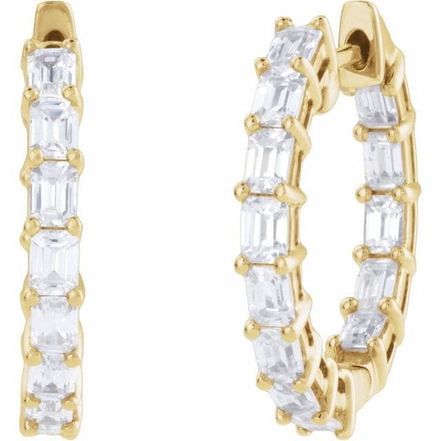 Emerald cut inside out hoop earrings 21mm diameter (3