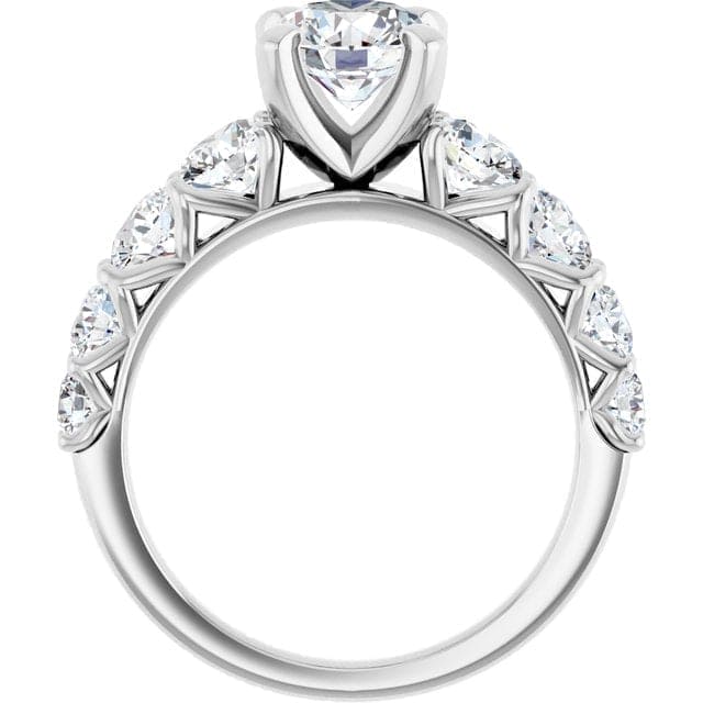 3.20 Ctw. Graduated Round Cut Diamond Engagement Ring H Color SI2 GIA Certified