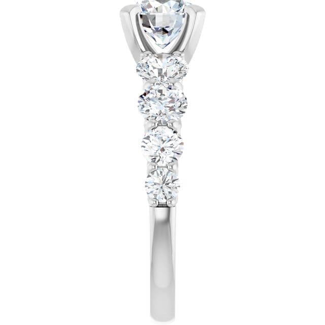 3.20 Ctw. Graduated Round Cut Diamond Engagement Ring H Color SI2 GIA Certified