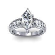 2.40 Ctw. Marquise Cut Diamond 3-Sided Pave Engagement Ring D VS1 GIA Certified