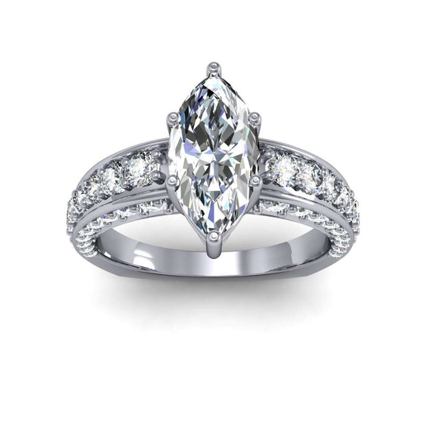 2.40 Ctw. Marquise Cut Diamond 3-Sided Pave Engagement Ring D VS1 GIA Certified