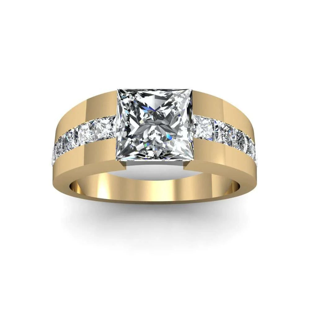 Lab Grown Men's Princess Cut Tension and Channel Set Ring IGI Certified