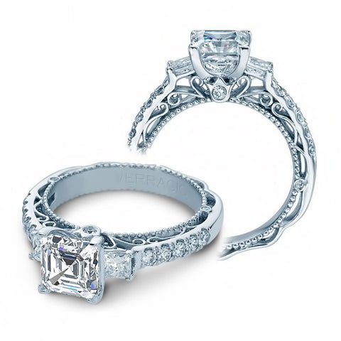 Vintage Verragio Venetian 3-Stone Natural Diamond Engagement Ring