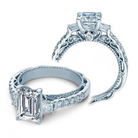 Vintage Verragio Venetian 3-Stone Natural Diamond Engagement Ring