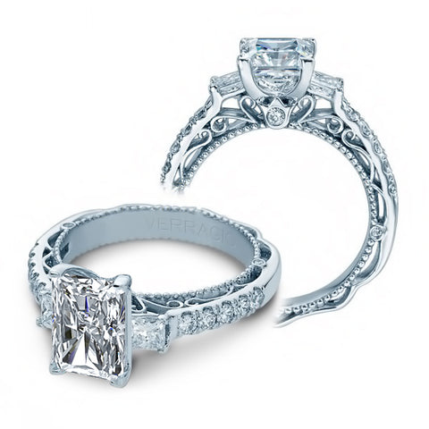 Vintage Verragio Venetian 3-Stone Natural Diamond Engagement Ring