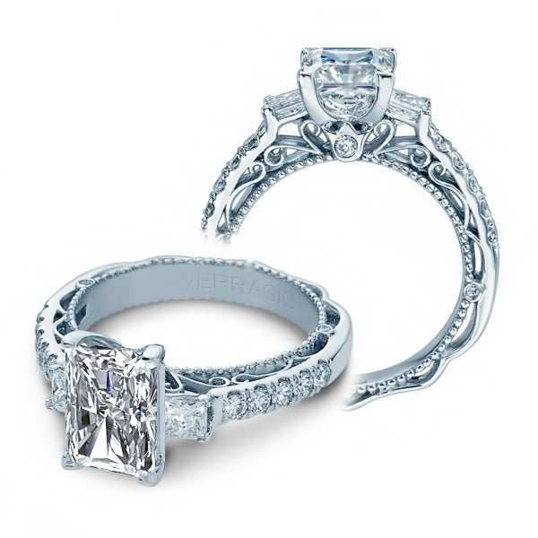 Vintage Verragio Venetian 3-Stone Natural Diamond Engagement Ring
