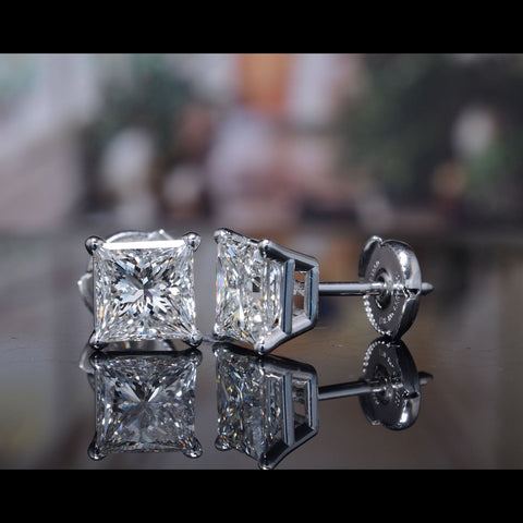 Princess cut diamond earrings platinum Clearance