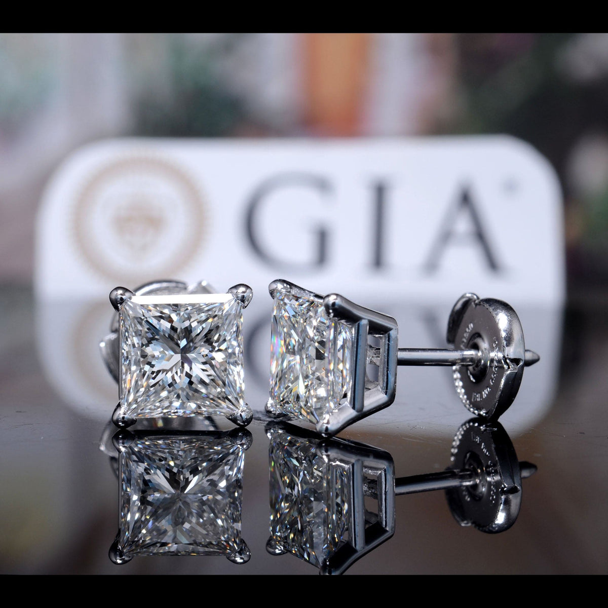 4 ctw platinum princess cut diamond earrings vs1 gia certified