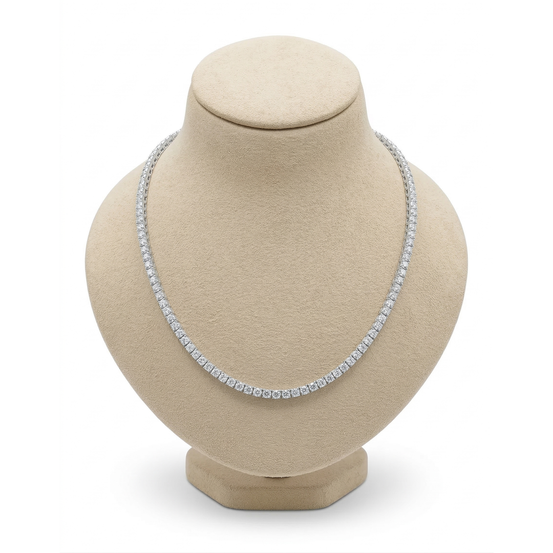 13.5 Carats Round Cut Diamond Tennis Necklace