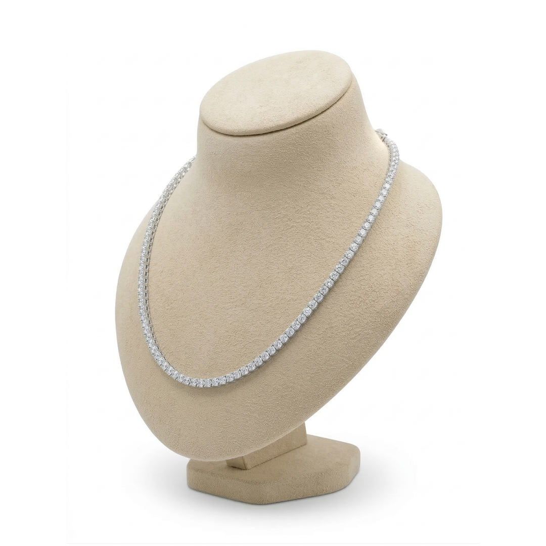 13.5 Carats Round Cut Diamond Tennis Necklace