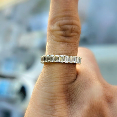 2.50 Ct Emerald Cut Eternity Band Low Profile Setting F-G Color VS1 Clarity