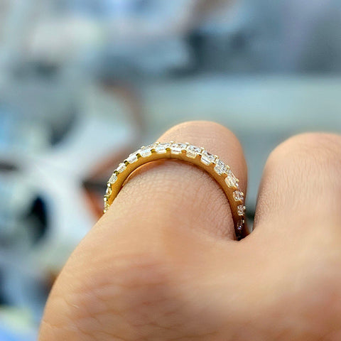 2.50 Ct Emerald Cut Eternity Band Low Profile Setting F-G Color VS1 Clarity