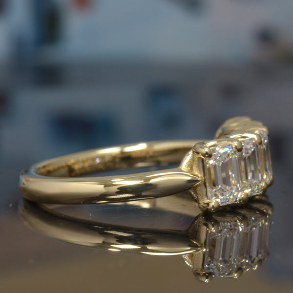 Lab Grown 5 Stone Emerald Cut Diamond Ring
