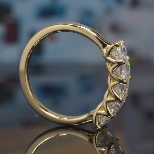 Lab Grown 5 Stone Emerald Cut Diamond Ring