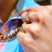 Lab Grown Elongated Radiant Fancy Intense Yellow and Princess Diamond Ring Tension & Channel Set IGI Certified
