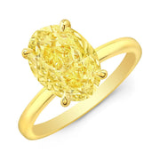 2.10 Ctw Canary Fancy Light Yellow Oval Cut  Hidden Halo Diamond Ring VS1 GIA