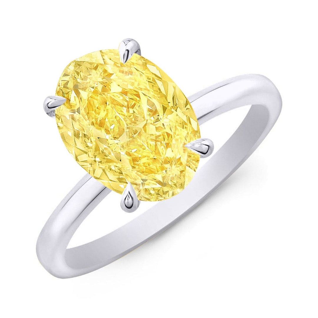 2.30 Ctw Canary Fancy Light Yellow Oval Cut  Hidden Halo Diamond Ring VVS1 GIA