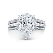 2.70 Ctw. Pear Cut, Baguette & Round Pave Split Shank Ring F Color VS1 GIA Certified