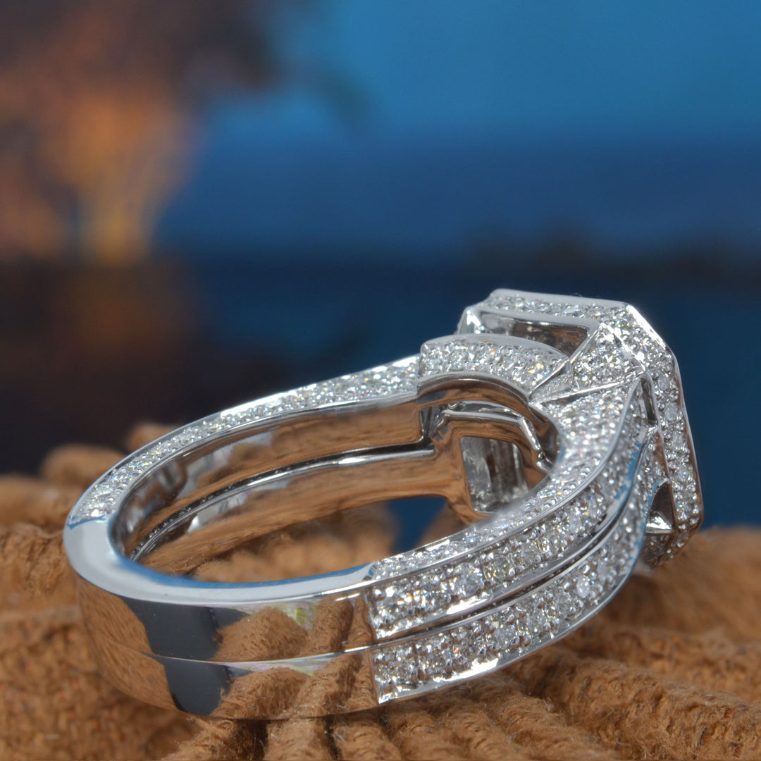 5.25 Ct Lux Asscher Halo Engagement Ring Set G Color VVS2 GIA Certified