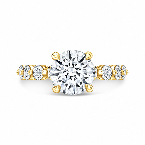 Cathedral Ring with Single-Prong Accent Diamonds