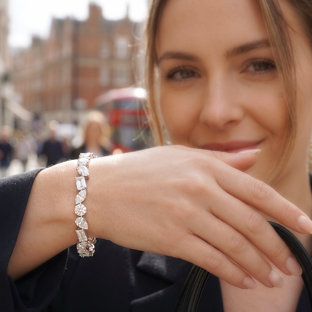 mix shape diamond bracelet worm by a lady