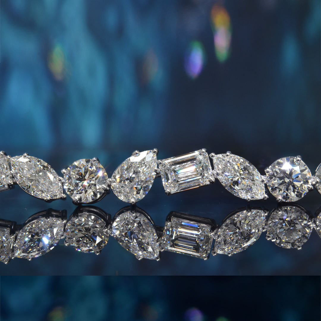 mix shape diamonds magnified top view