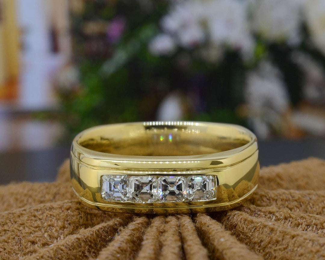 1.00 Ct. Men's Asscher Cut Diamond  Ring G-H Color VS1 Clarity 7mm Width