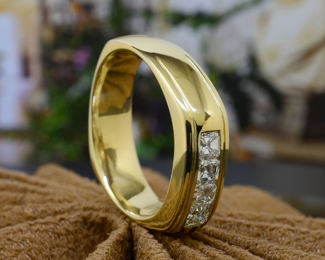 1.00 Ct. Men's Asscher Cut Diamond  Ring G-H Color VS1 Clarity 7mm Width