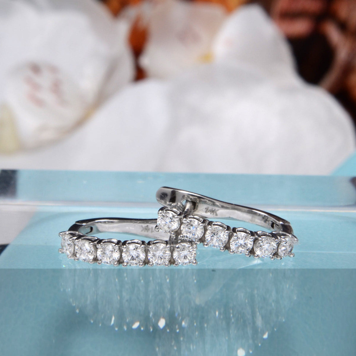 1 carat natural diamond hoop earrings