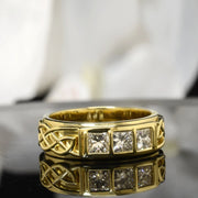 Lab Grown Men's 3-Stone Princess Cut Diamond Celtic Ring 6.65mm (1.00 Ctw)