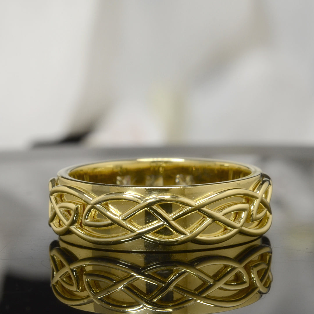 1.00 Ctw 3 Stone Princess Cut Men's Celtic Ring 6.65mm Width F Color VS1