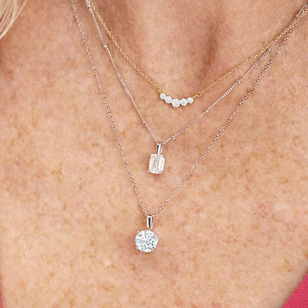 Lab Grown Diamond Emerald Cut Solitaire Necklace