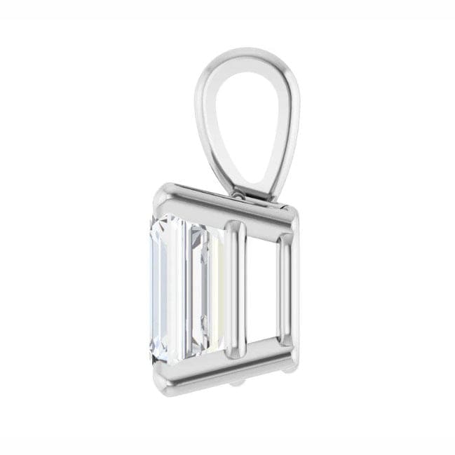 Lab Grown Diamond Emerald Cut Solitaire Pendant with Chain Side View
