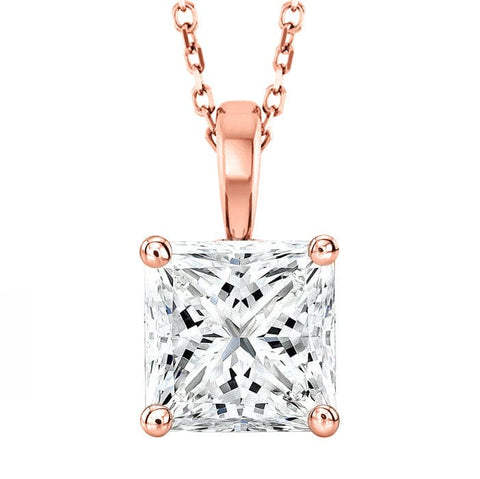 Lab Grown Diamond Princess Cut Solitaire Necklace