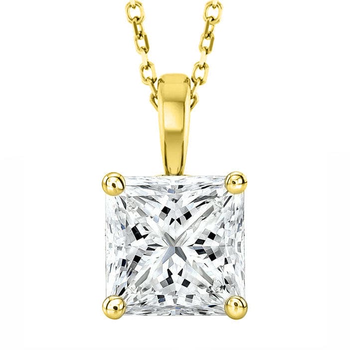 Lab Grown Diamond Princess Cut Solitaire Necklace