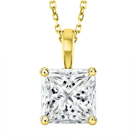 Lab Grown Diamond Princess Cut Solitaire Necklace